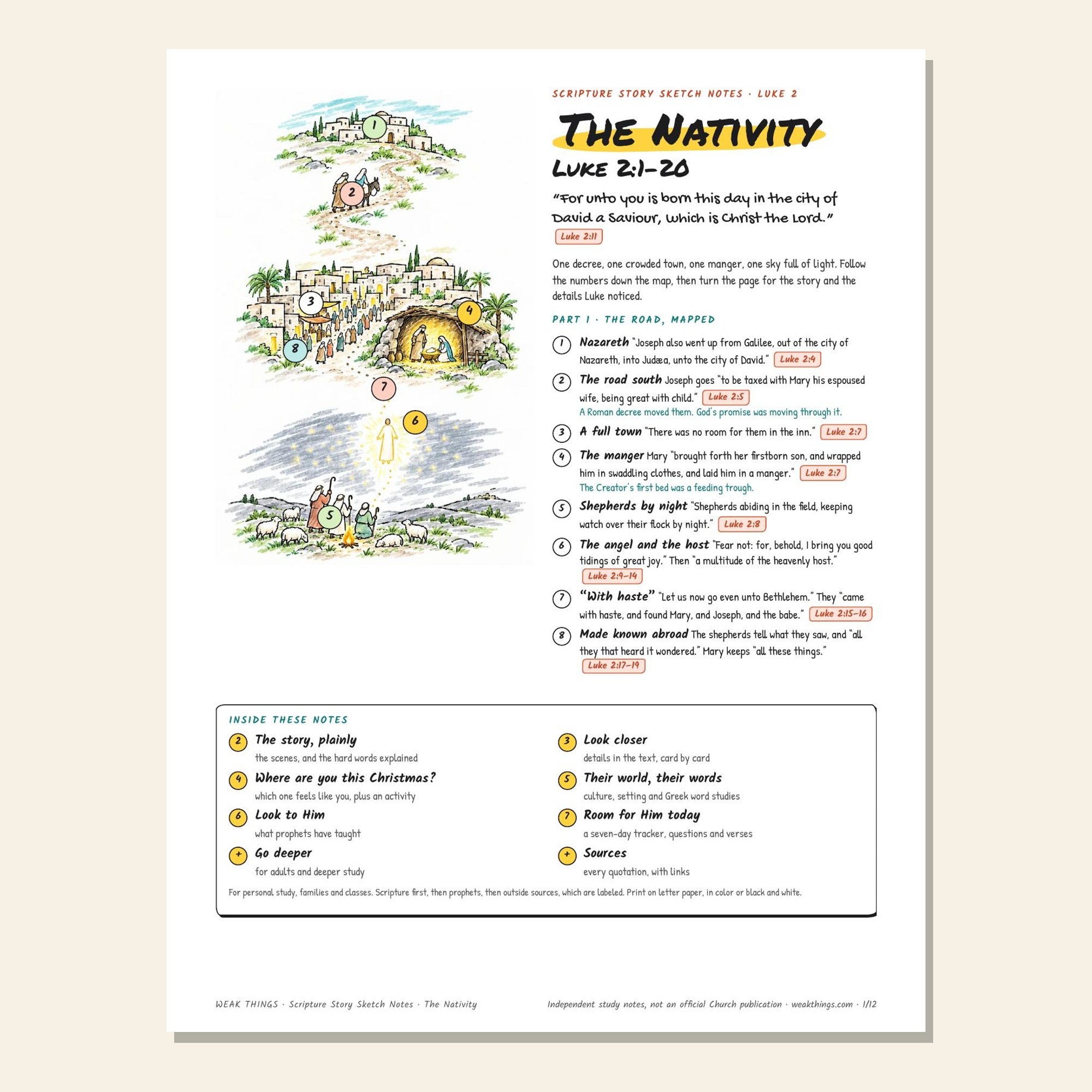 The Nativity printable sketch notes cover