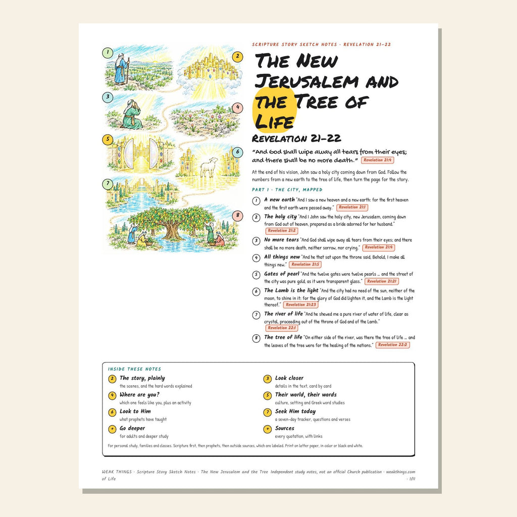 The New Jerusalem and the Tree of Life sketch notes cover with a hand-drawn map
