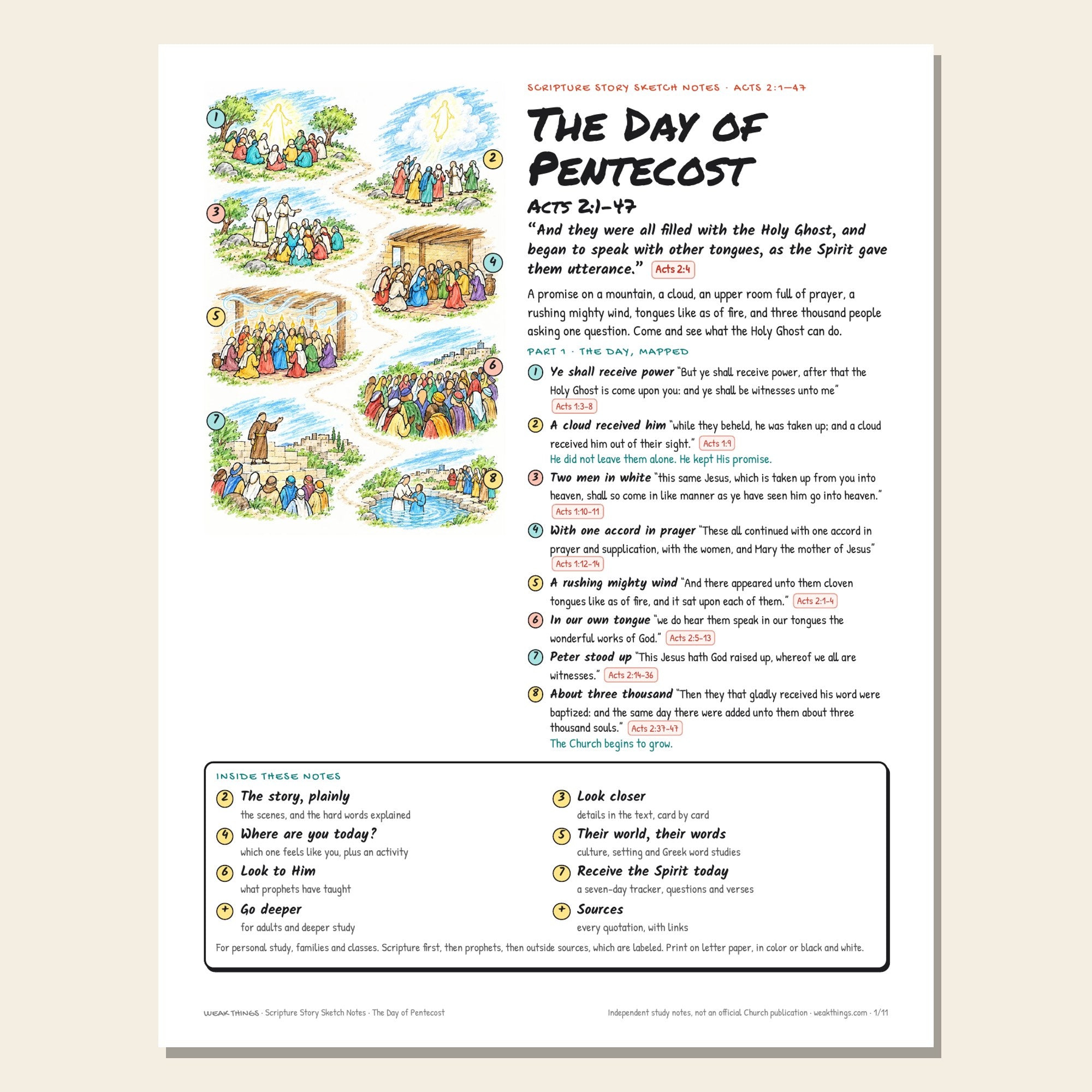 The Day of Pentecost printable sketch notes cover