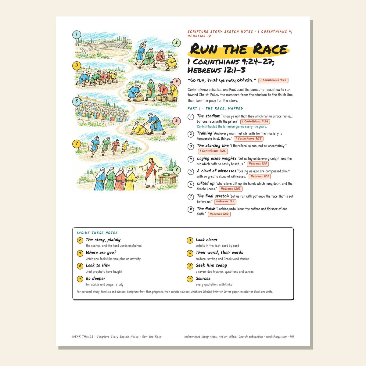 Run the Race sketch notes cover with a hand-drawn race map