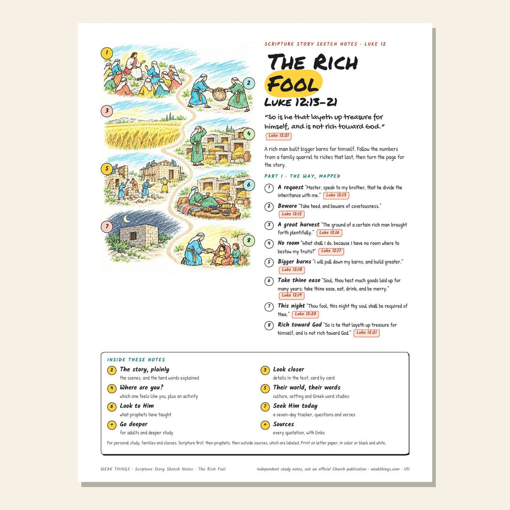 The Rich Fool sketch notes cover with a hand-drawn map