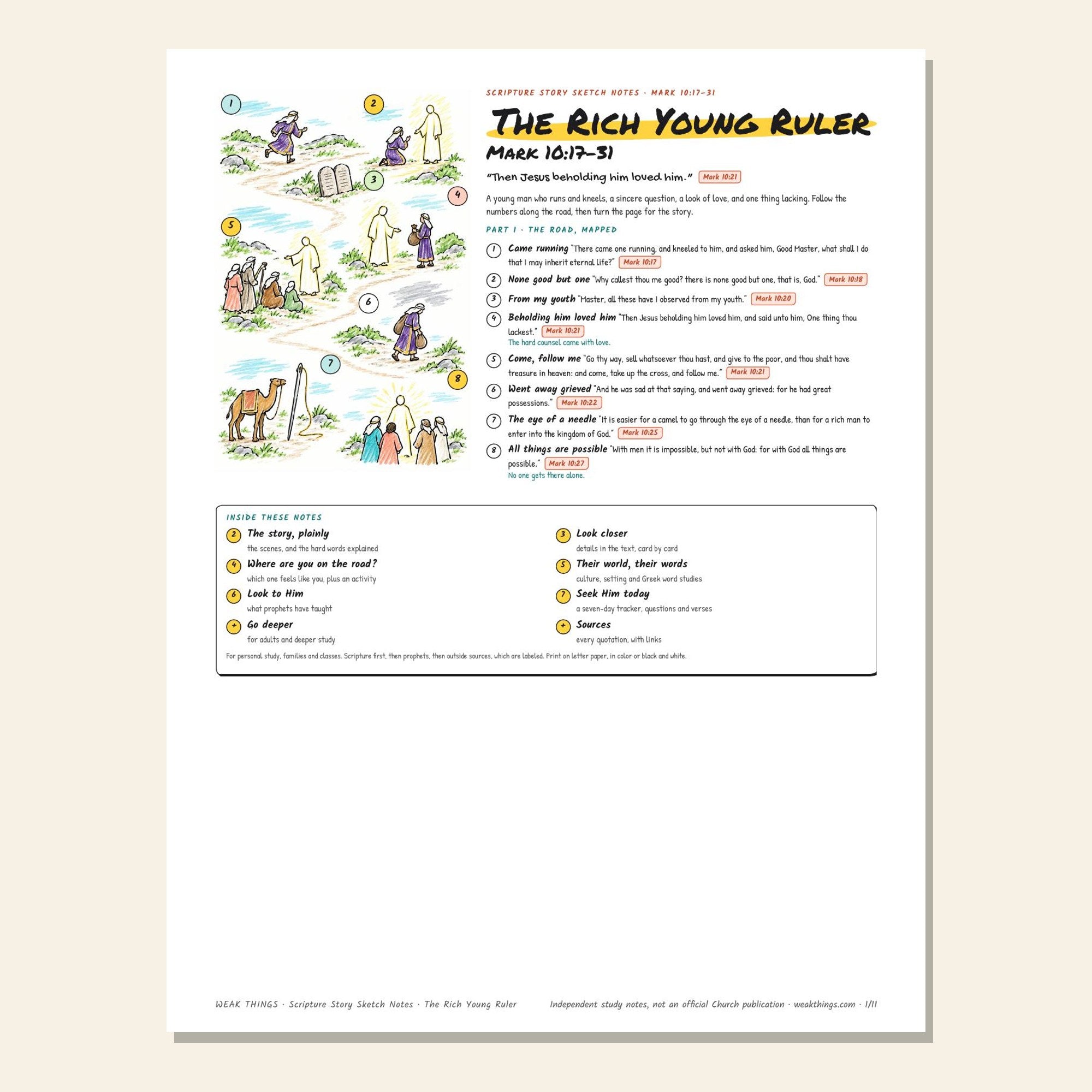 The Rich Young Ruler printable sketch notes cover
