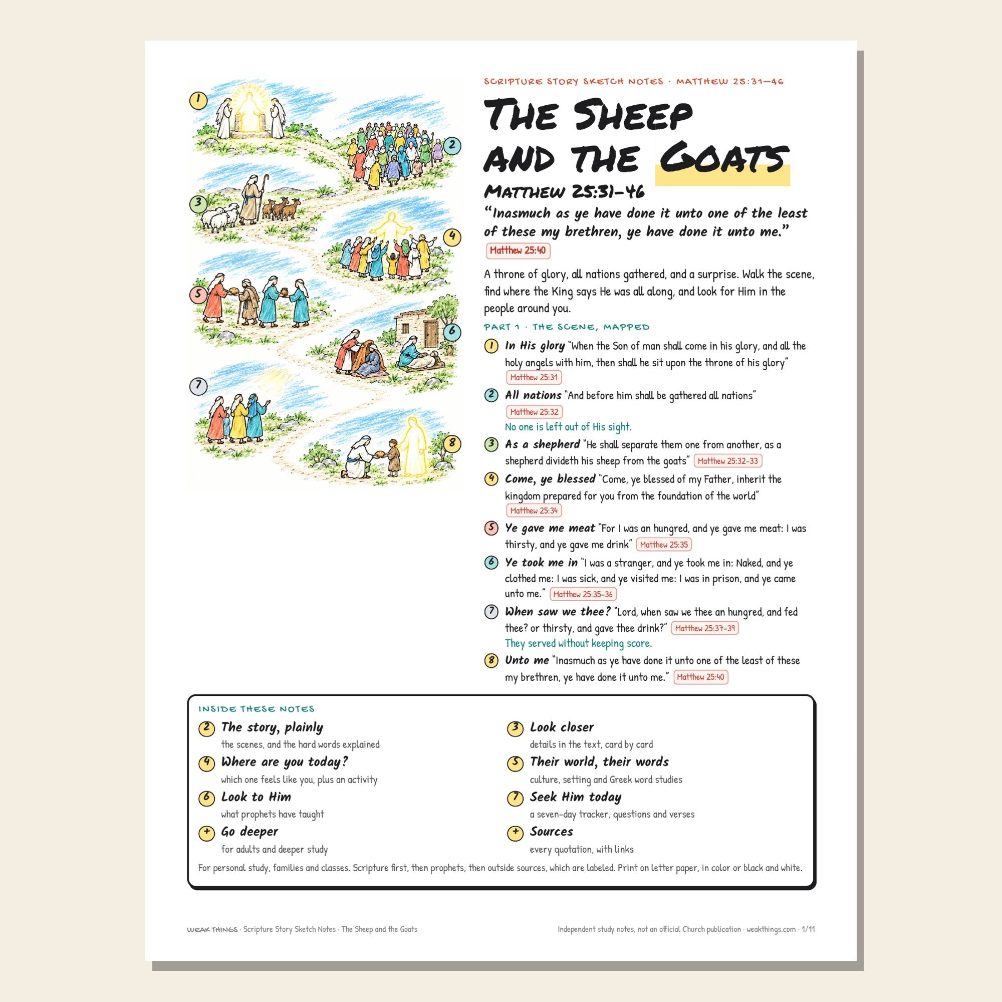 The Sheep and the Goats printable sketch notes cover