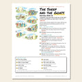 The Sheep and the Goats sketch notes cover with a hand-drawn numbered map of the story