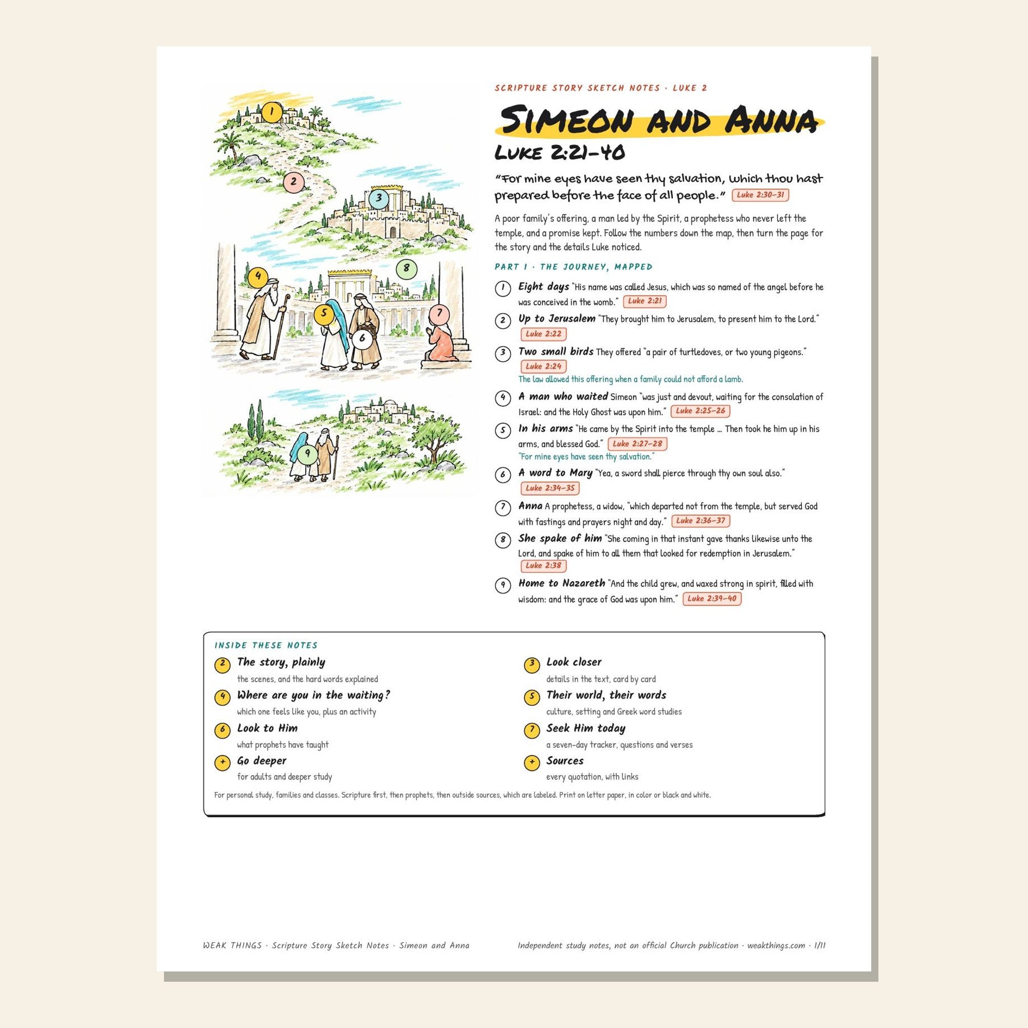 Simeon and Anna printable sketch notes cover