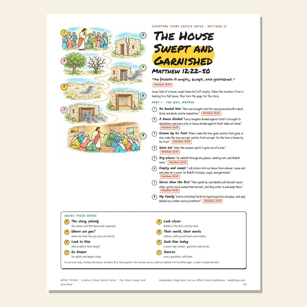 The House Swept and Garnished sketch notes cover with a hand-drawn map