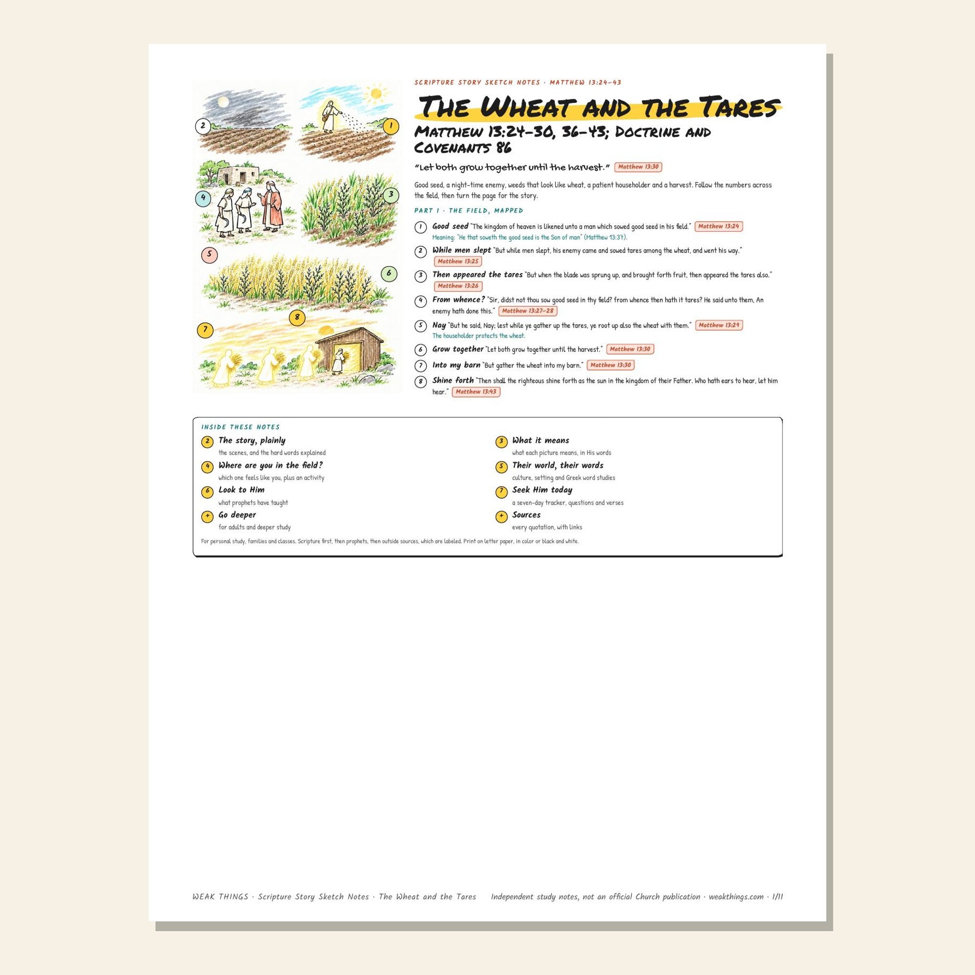 The Wheat and the Tares printable sketch notes cover