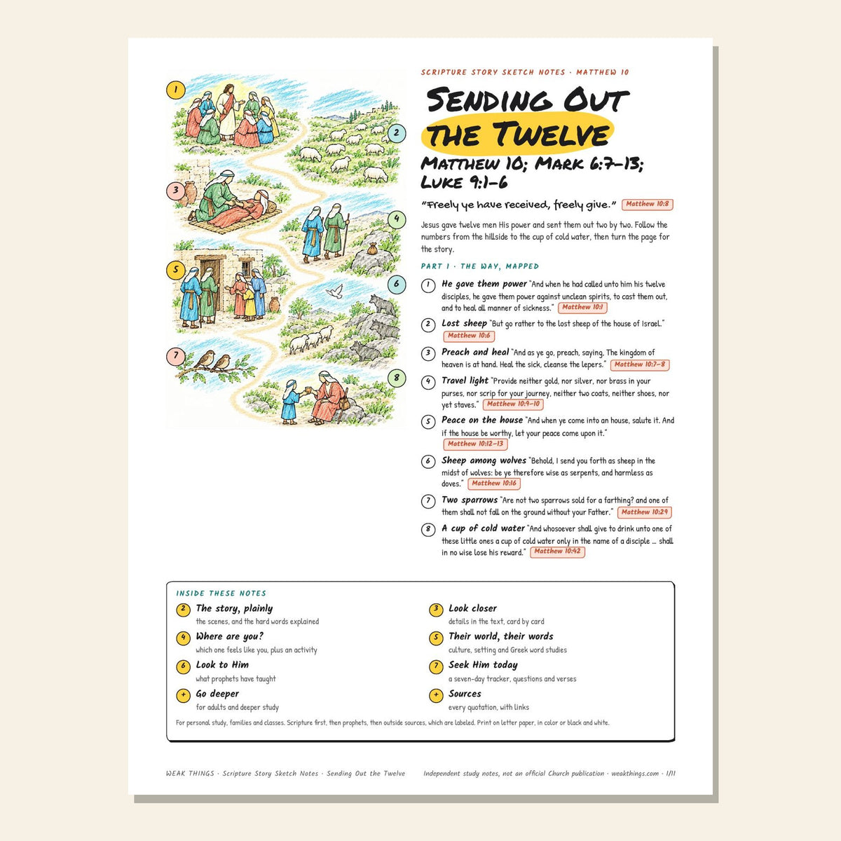 Sending Out the Twelve sketch notes cover with a hand-drawn map