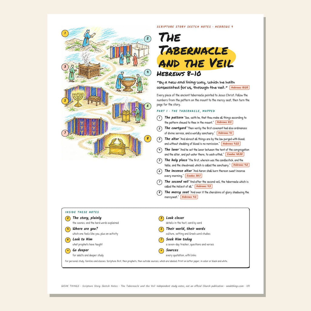 The Tabernacle and the Veil sketch notes cover with a hand-drawn tabernacle map