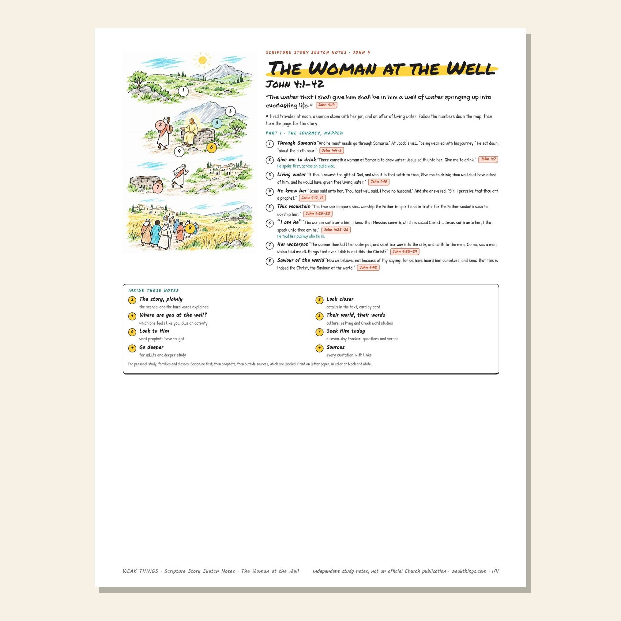 The Woman at the Well printable sketch notes cover