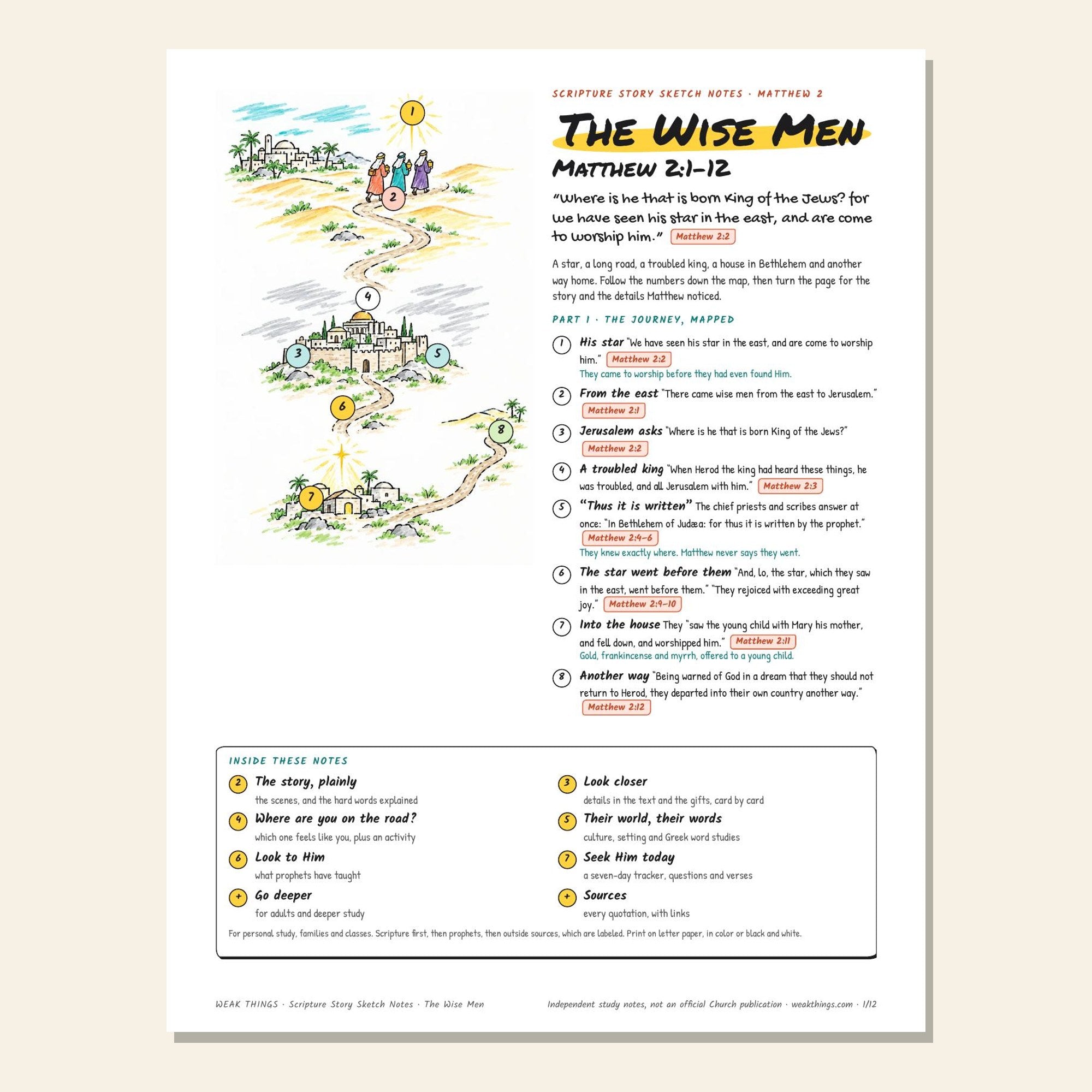 The Wise Men printable sketch notes cover