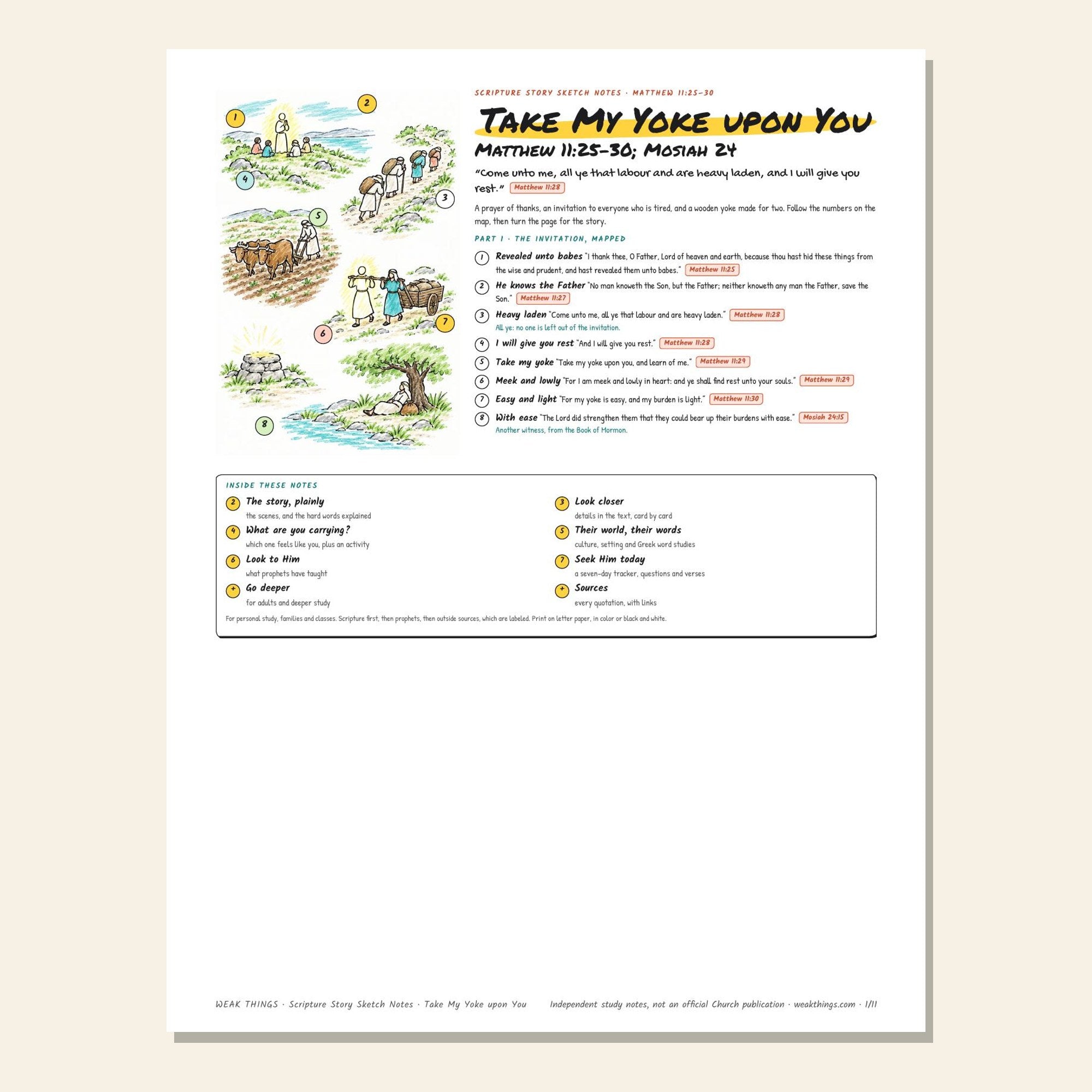 Take My Yoke upon You printable sketch notes cover
