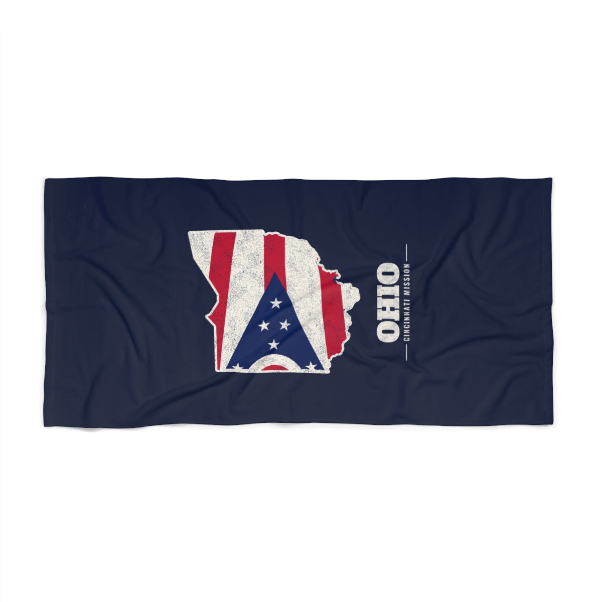 Ohio Cincinnati Mission flag map beach towel by Weak Things view 2