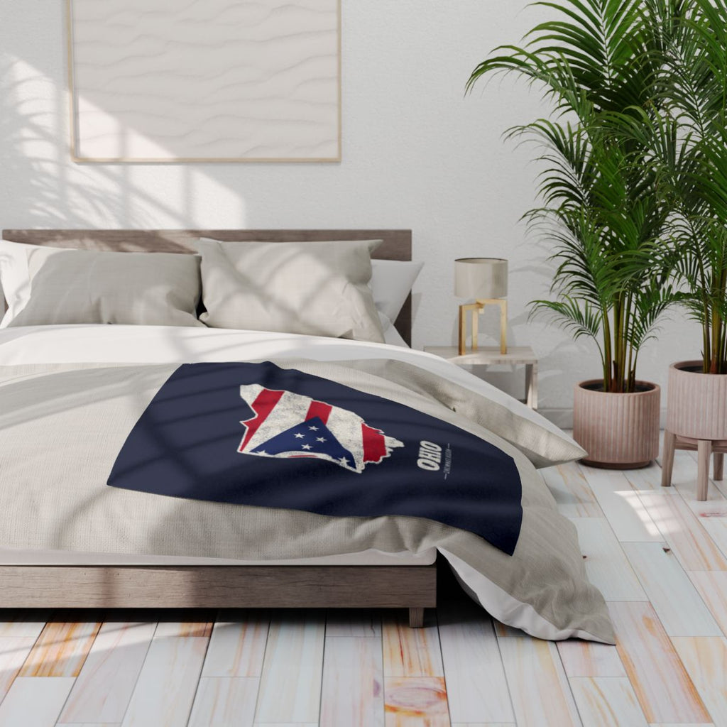Ohio Cincinnati Mission flag map fleece blanket by Weak Things view 3