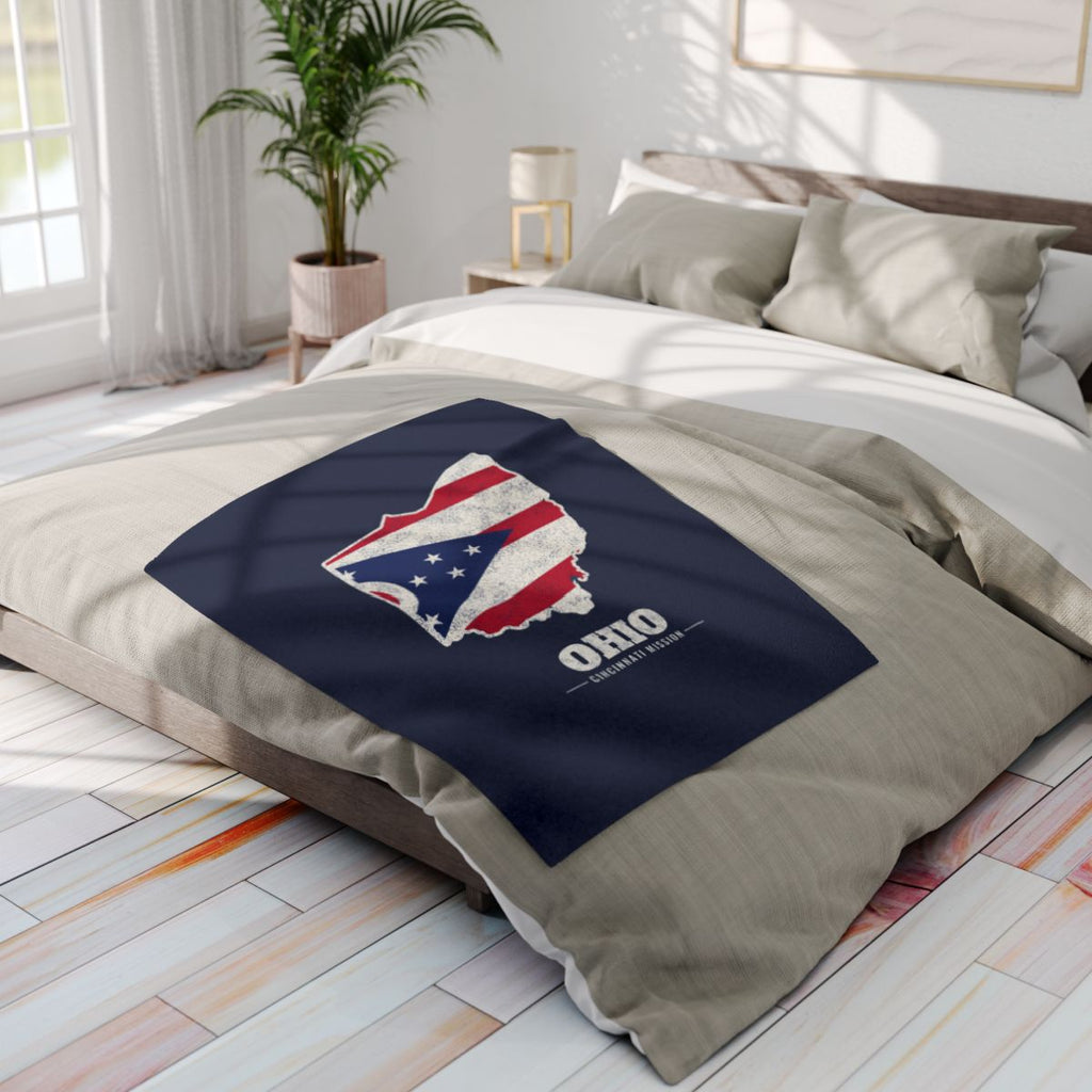 Ohio Cincinnati Mission flag map fleece blanket by Weak Things view 4
