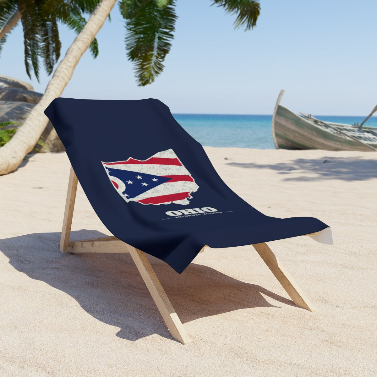 Ohio Columbus Mission flag map beach towel by Weak Things
