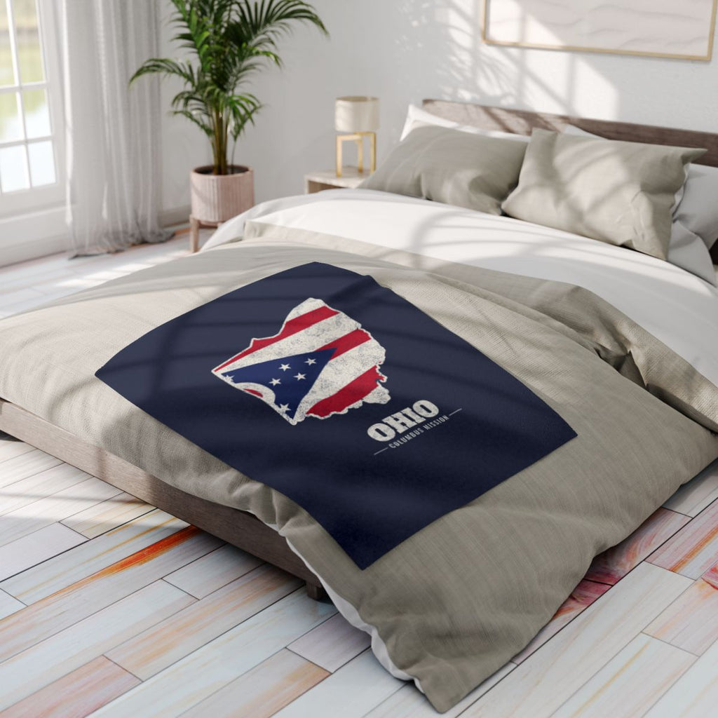 Ohio Columbus Mission flag map fleece blanket by Weak Things view 4