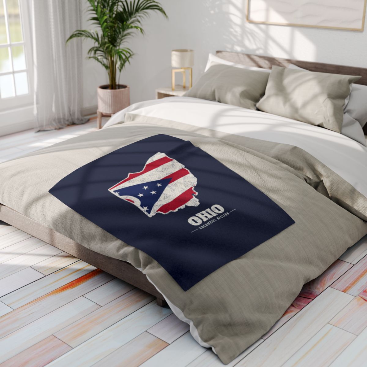 Ohio Columbus Mission flag map fleece blanket by Weak Things view 4