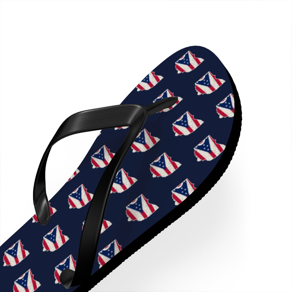 Ohio Mission flag map flip flops by Weak Things view 3