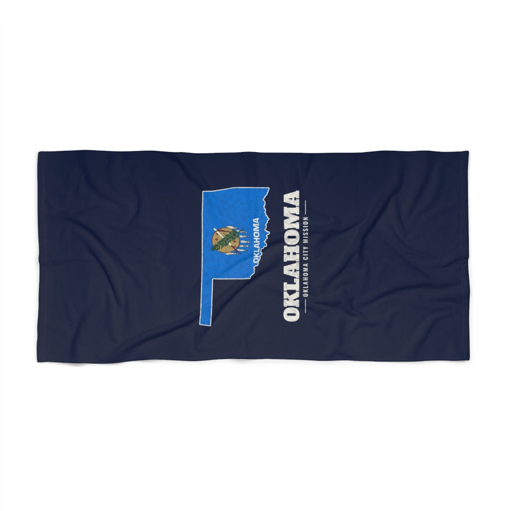 Oklahoma Oklahoma City Mission flag map beach towel by Weak Things view 2