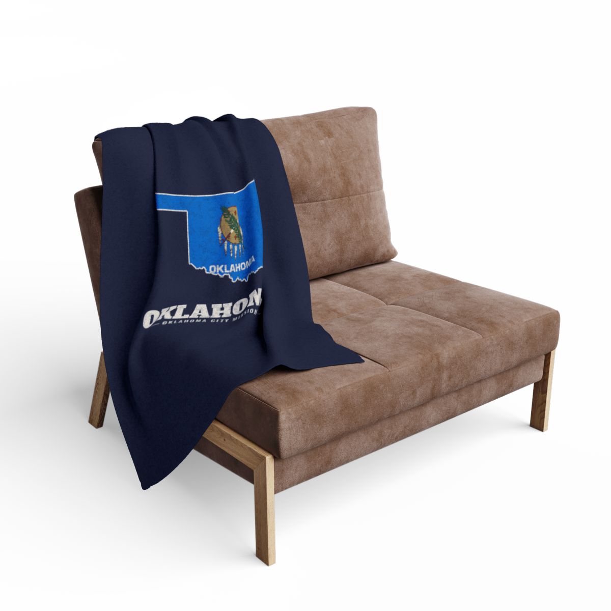 Oklahoma Oklahoma City Mission flag map fleece blanket by Weak Things view 2