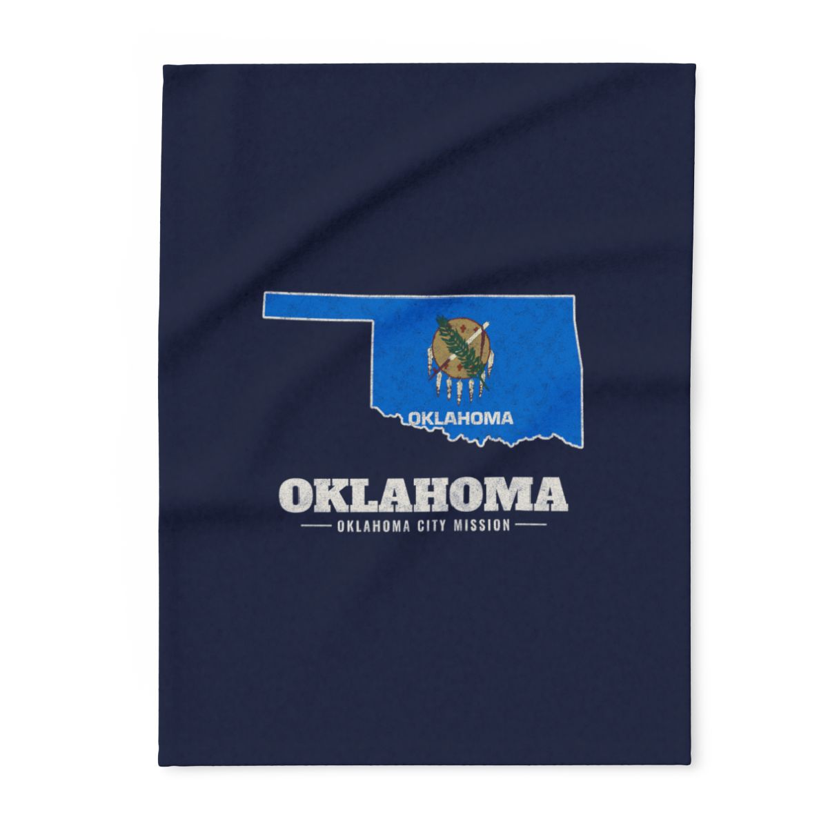 Oklahoma Oklahoma City Mission flag map fleece blanket by Weak Things