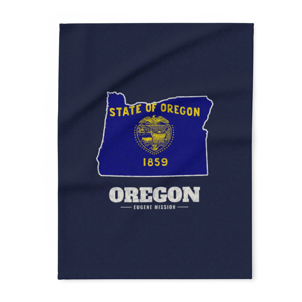 Oregon Eugene Mission flag map fleece blanket by Weak Things