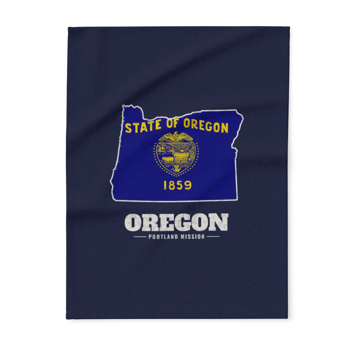 Oregon Portland Mission flag map fleece blanket by Weak Things