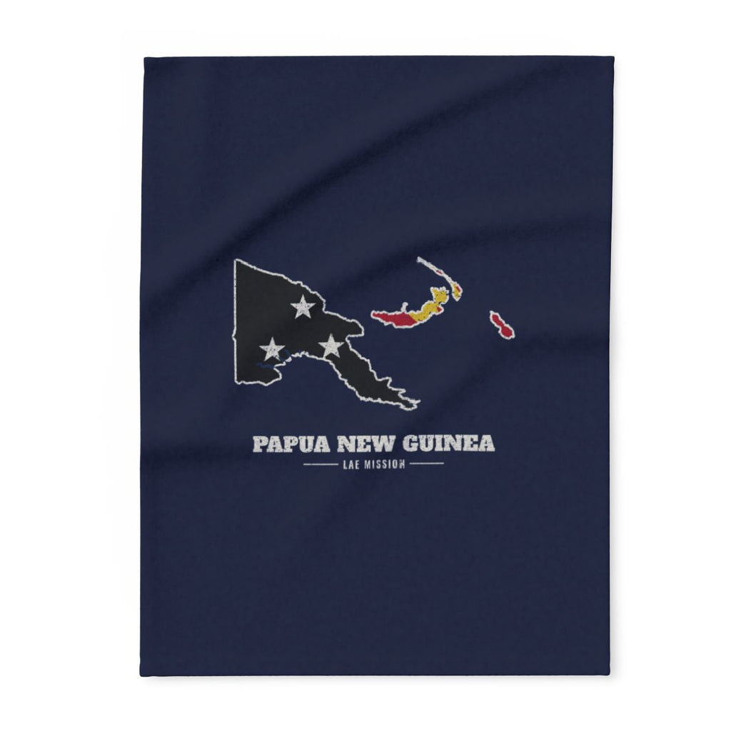 Papua New Guinea Lae Mission flag map fleece blanket by Weak Things
