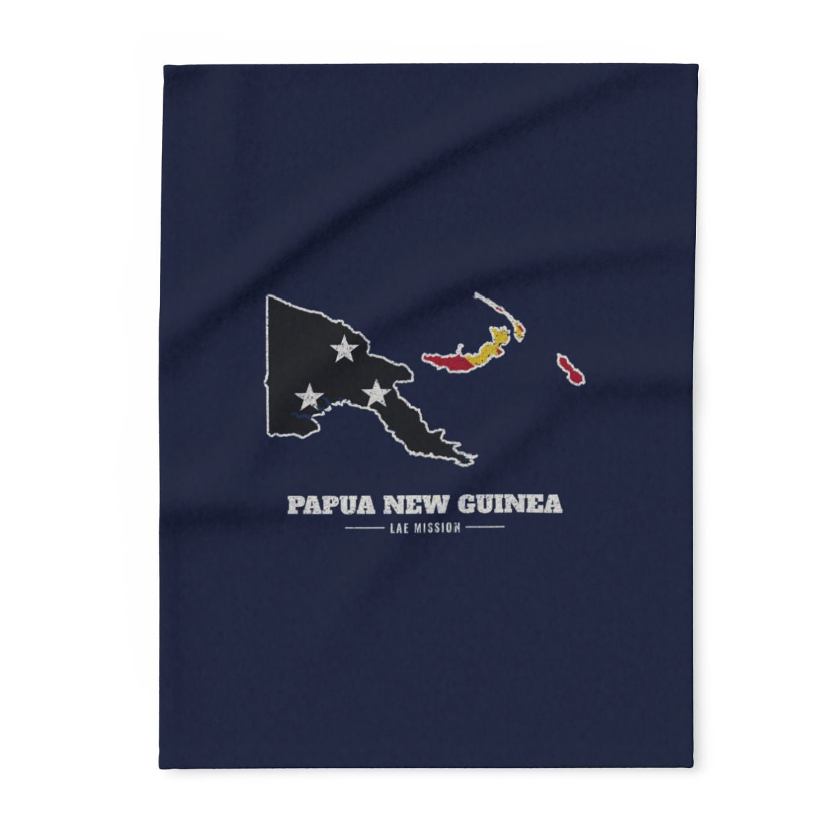 Papua New Guinea Lae Mission flag map fleece blanket by Weak Things