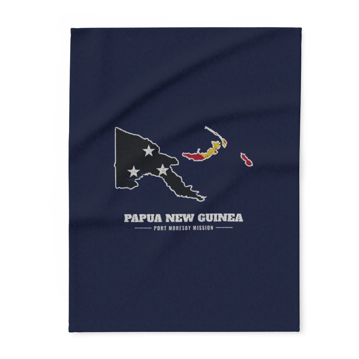 Papua New Guinea Port Moresby Mission flag map fleece blanket by Weak Things