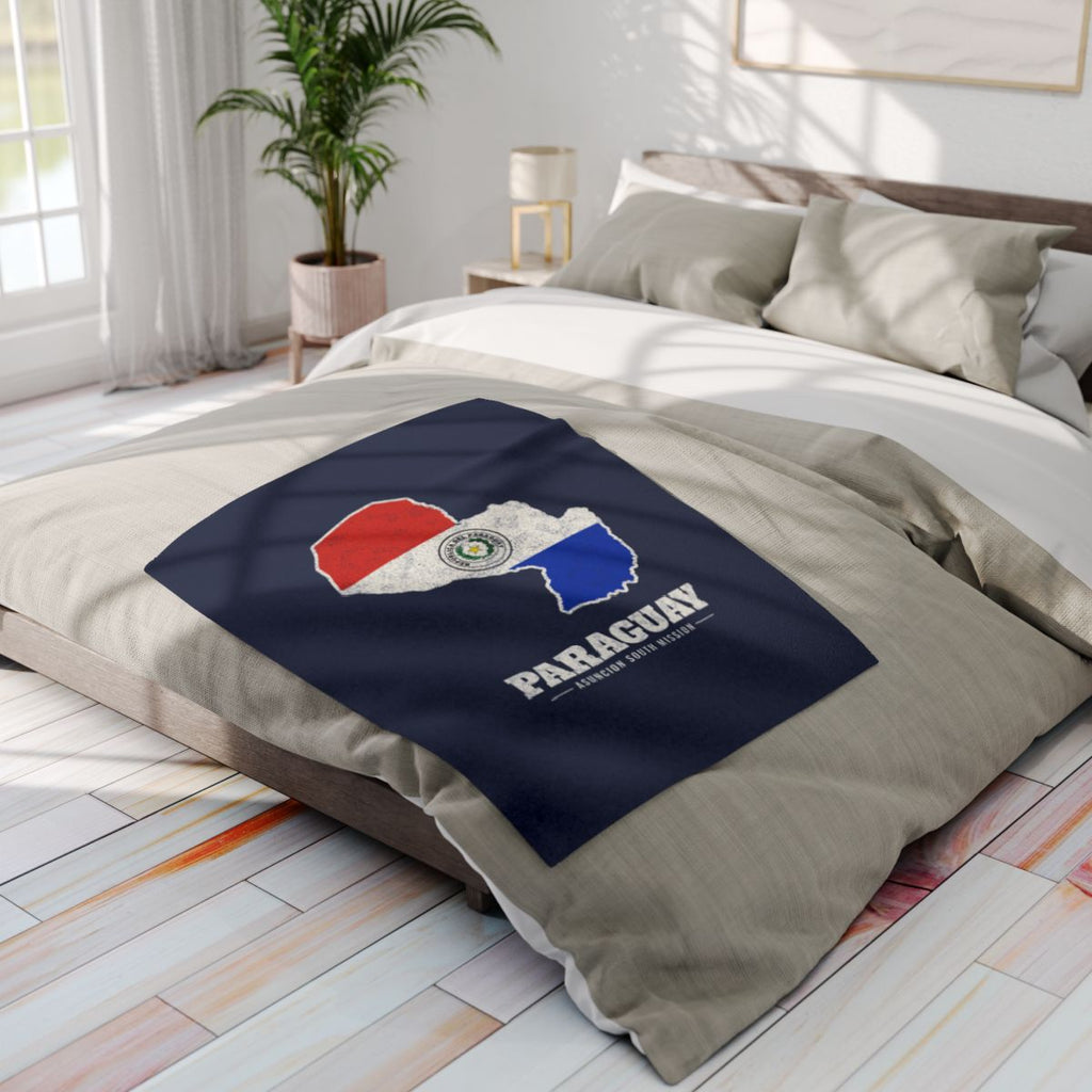Paraguay Asuncion South Mission flag map fleece blanket by Weak Things view 4