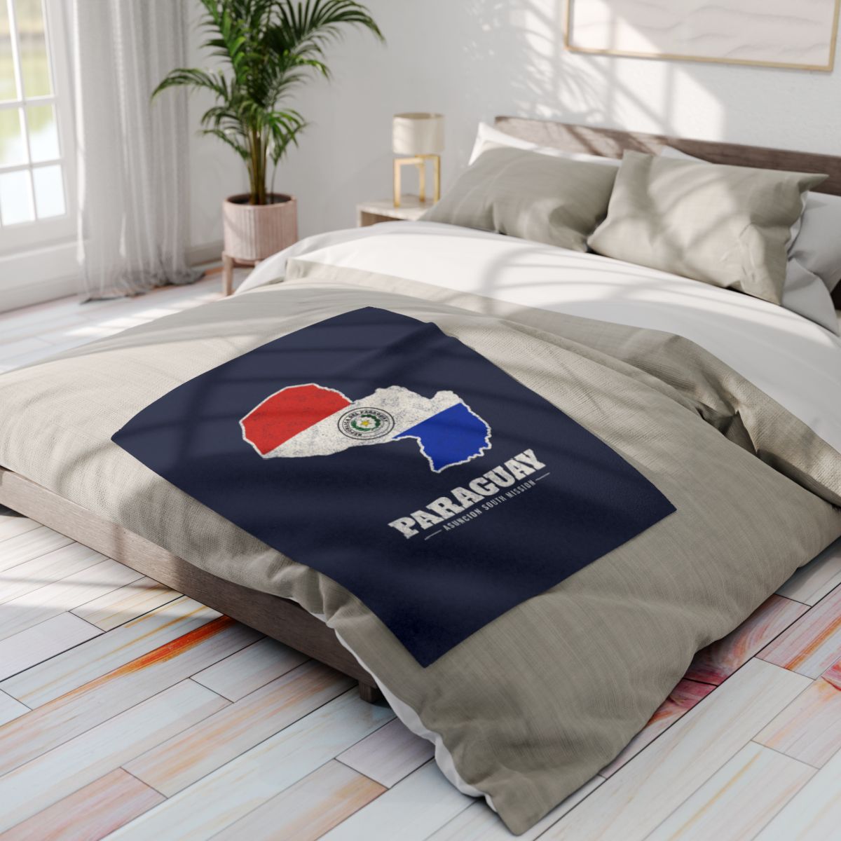 Paraguay Asuncion South Mission flag map fleece blanket by Weak Things view 4