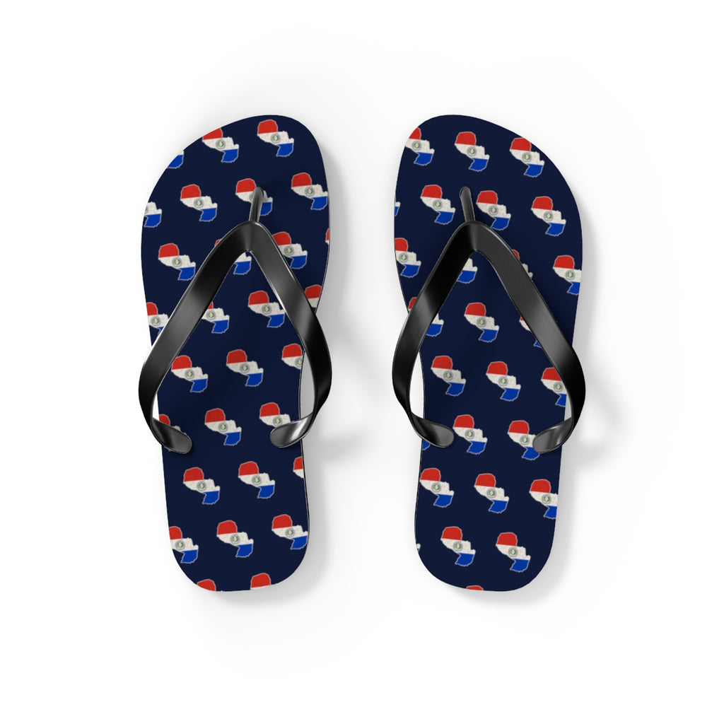 Paraguay Mission flag map flip flops by Weak Things view 2