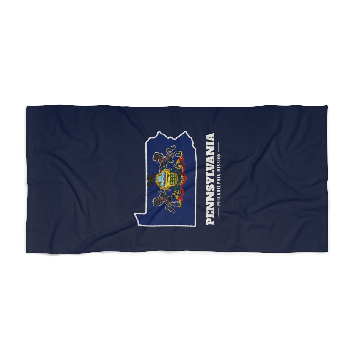 Pennsylvania Philadelphia Mission flag map beach towel by Weak Things view 2
