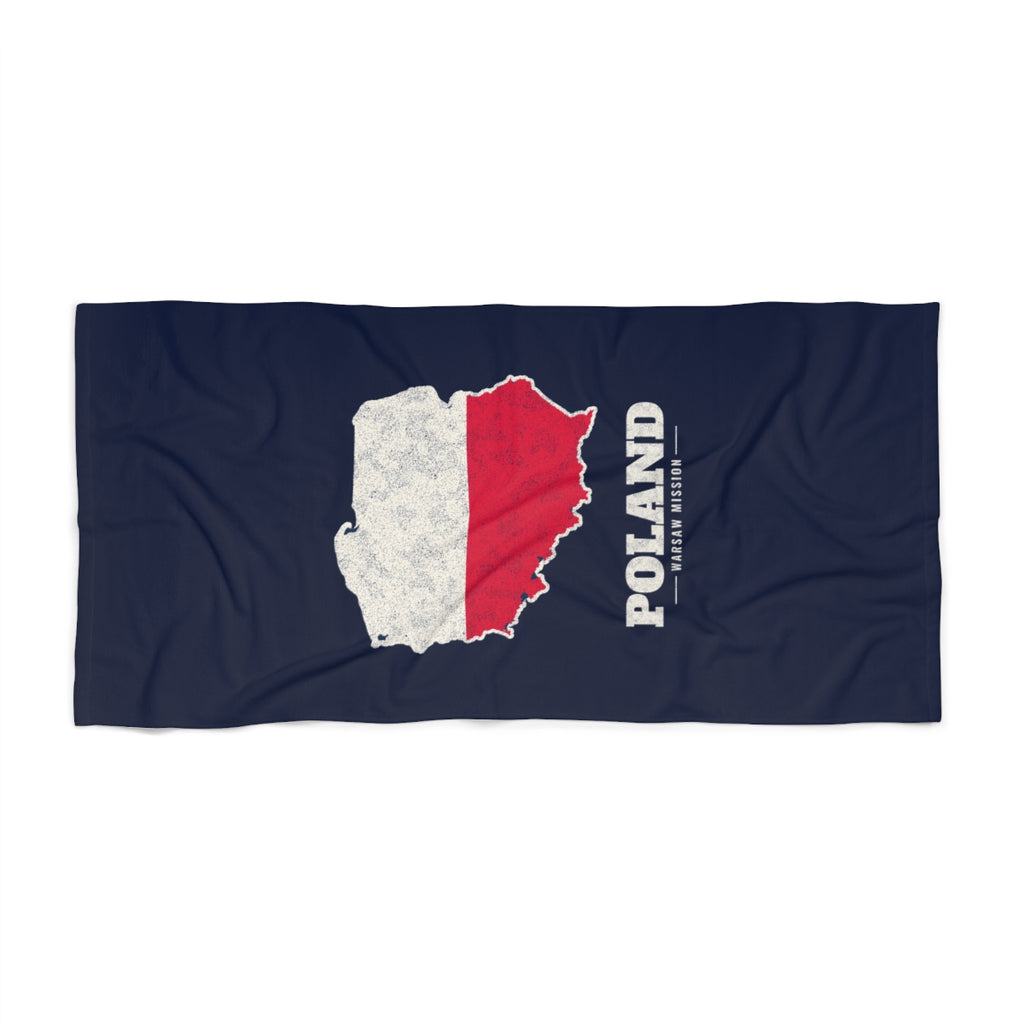 Poland Warsaw Mission flag map beach towel by Weak Things view 2