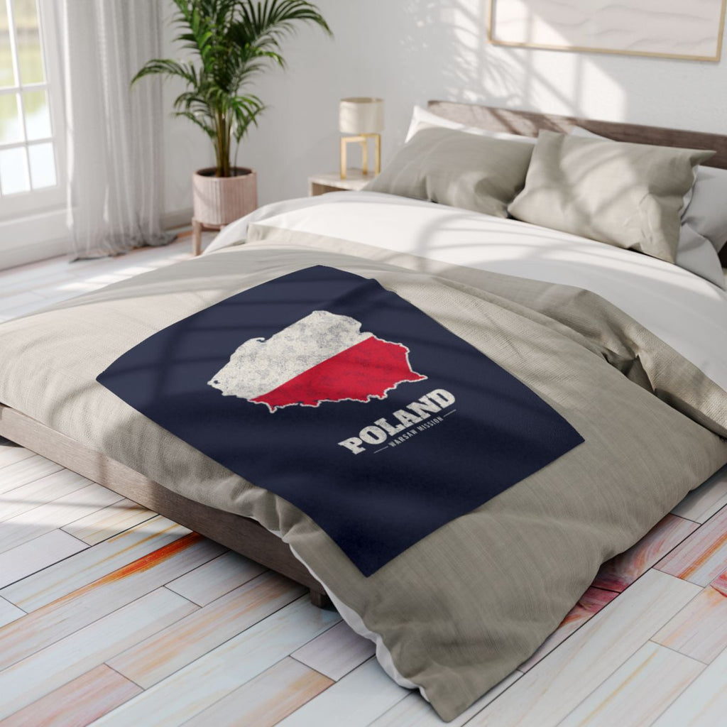 Poland Warsaw Mission flag map fleece blanket by Weak Things view 4