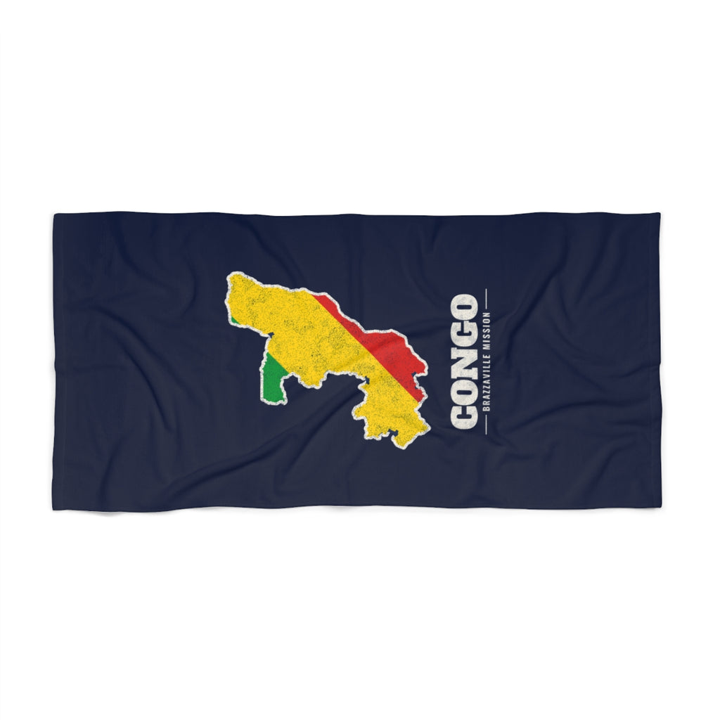 Republic of Congo Brazzaville Mission flag map beach towel by Weak Things view 2