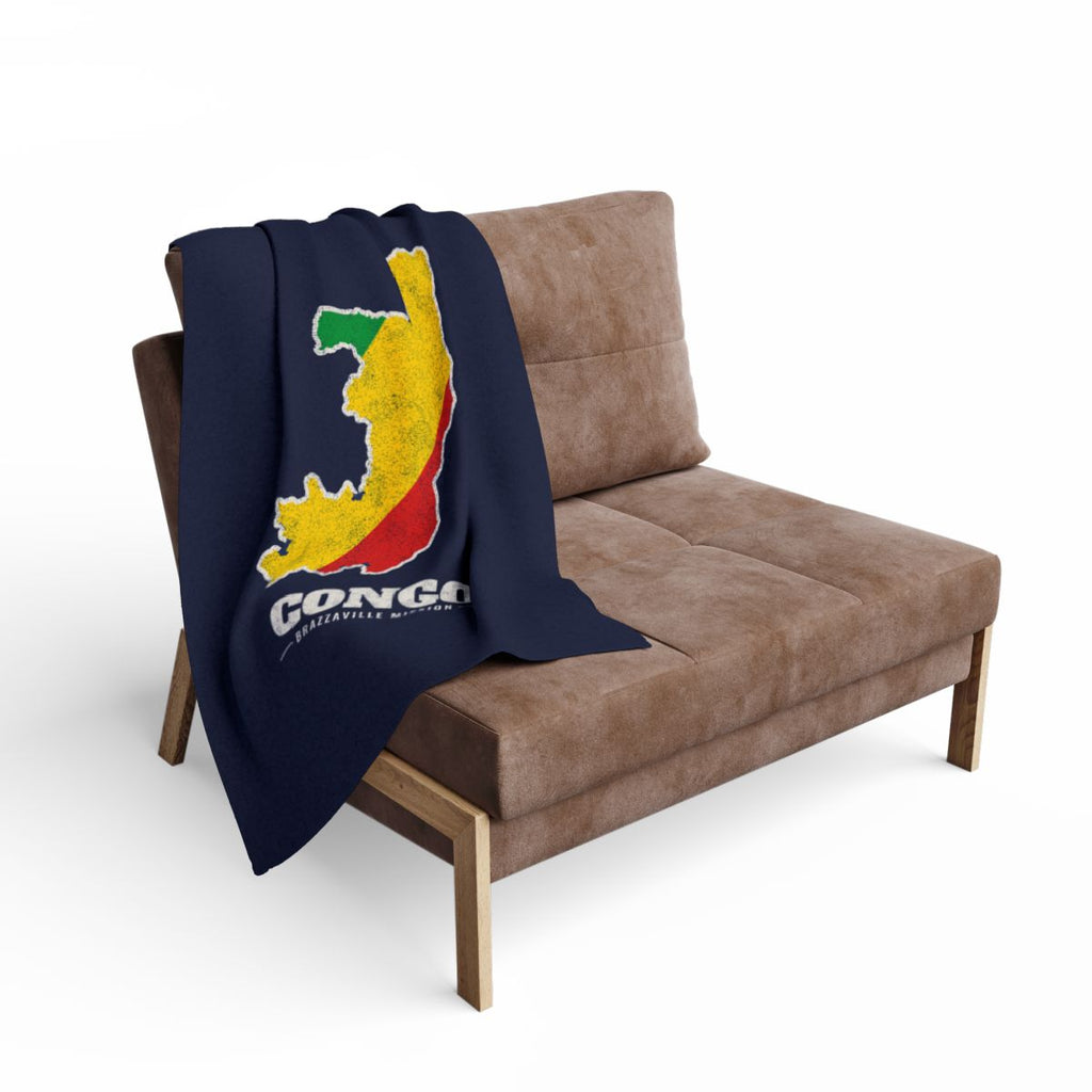Republic of Congo Brazzaville Mission flag map fleece blanket by Weak Things view 2