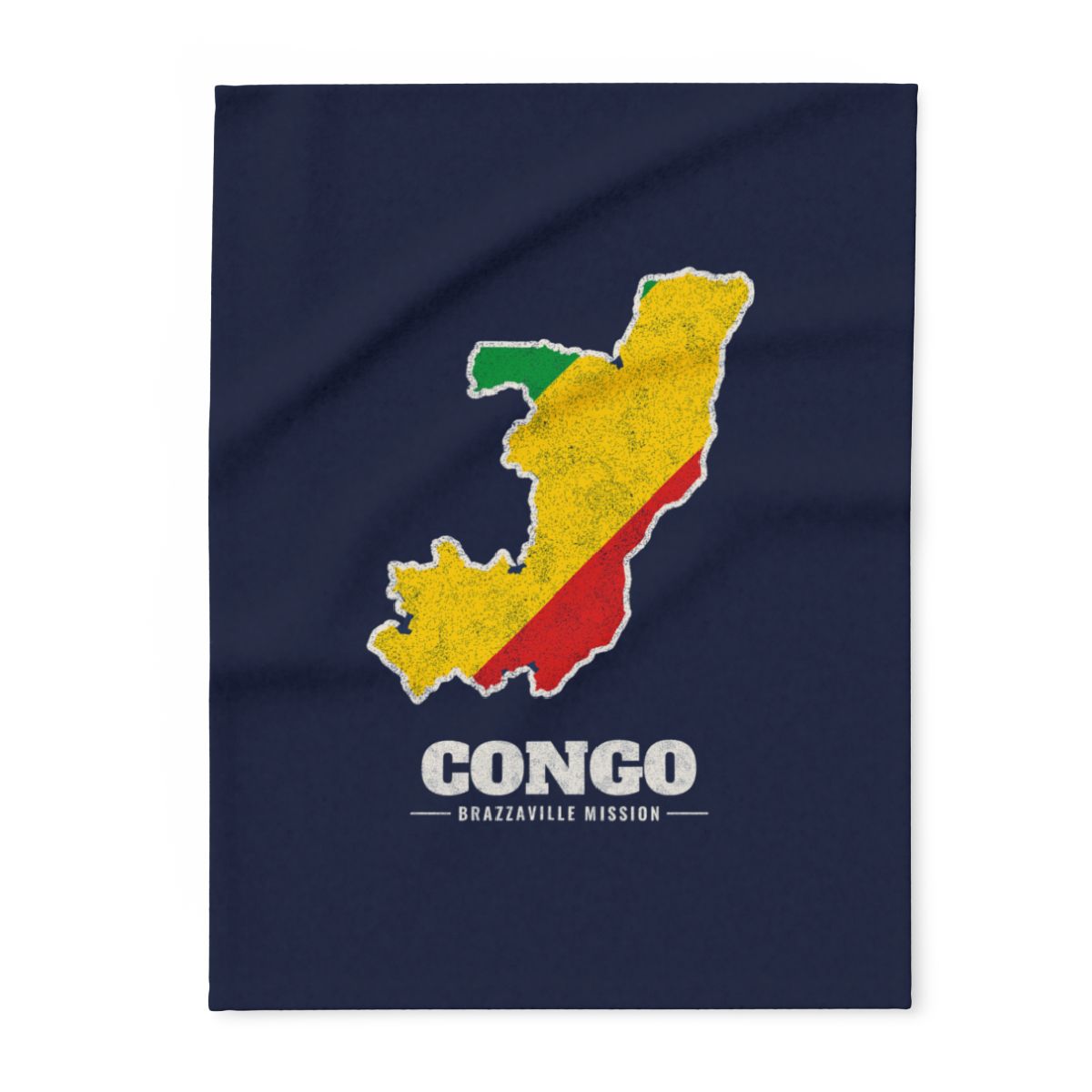 Republic of Congo Brazzaville Mission flag map fleece blanket by Weak Things