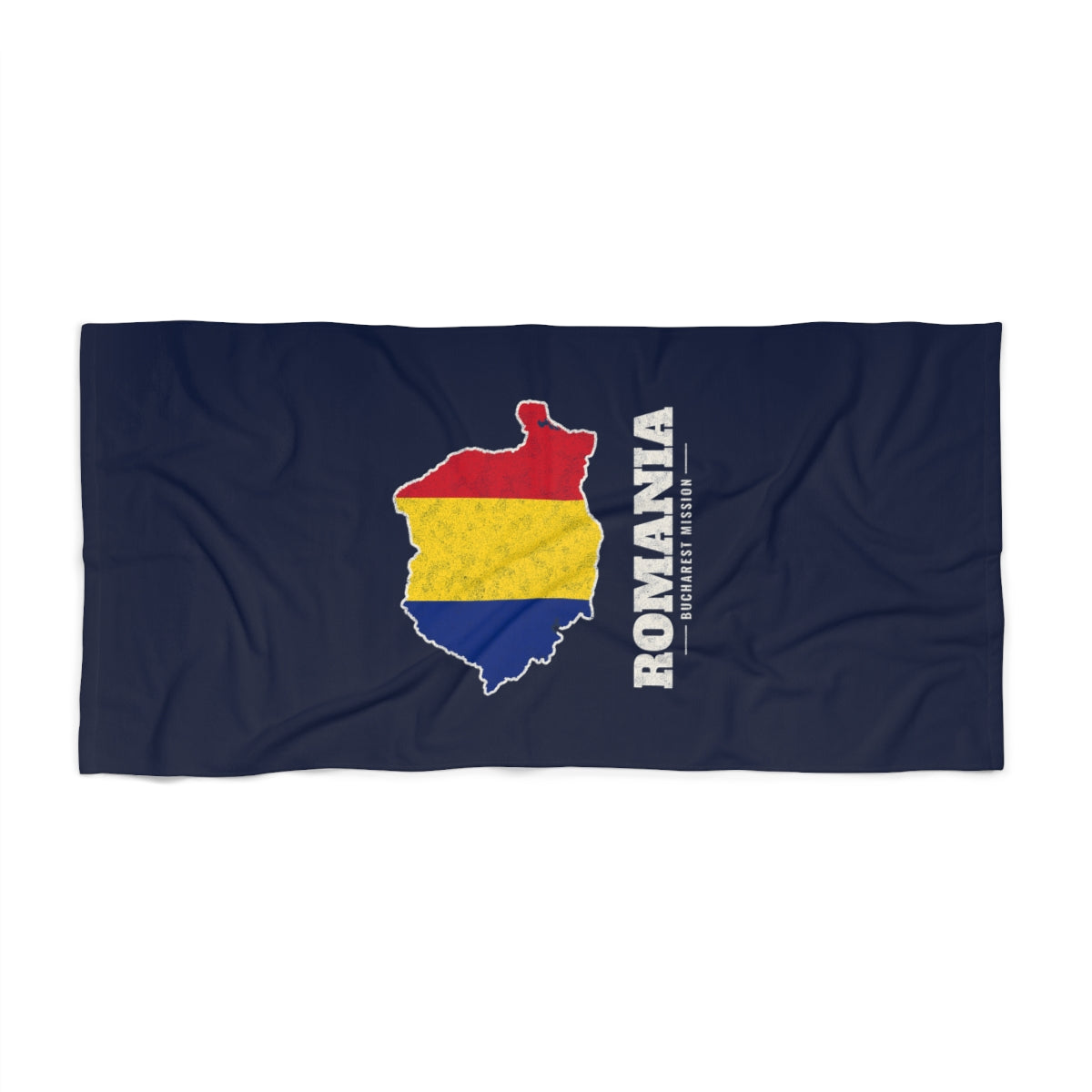 Romania Bucharest Mission flag map beach towel by Weak Things view 2