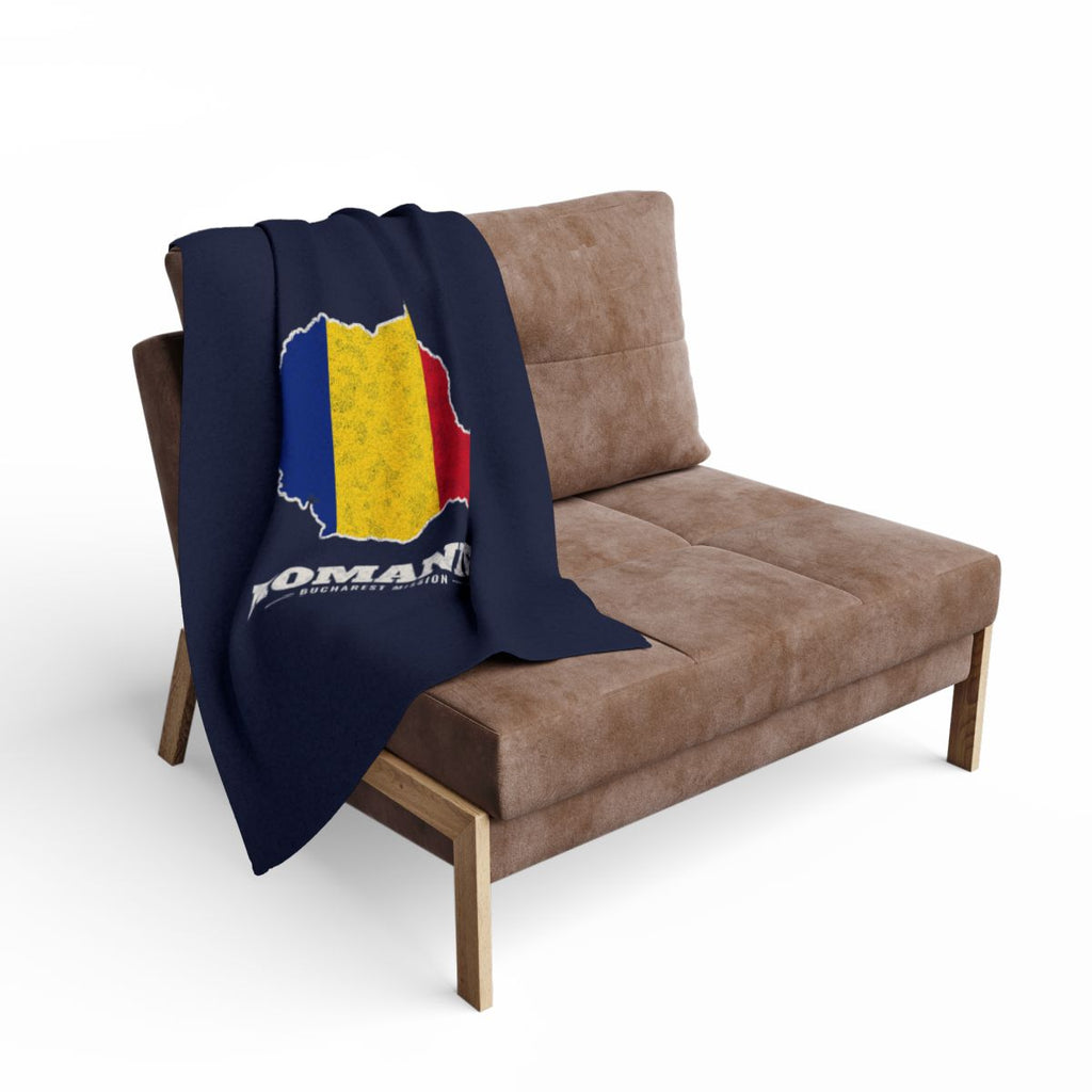 Romania Bucharest Mission flag map fleece blanket by Weak Things view 2