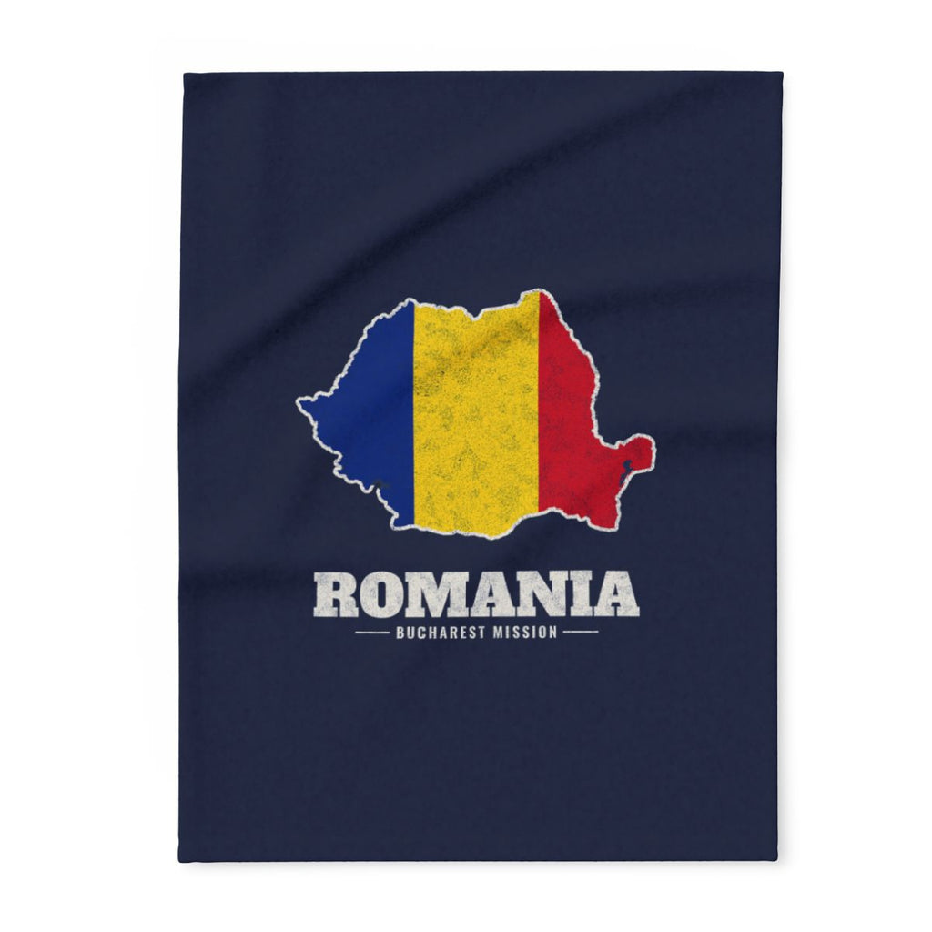 Romania Bucharest Mission flag map fleece blanket by Weak Things