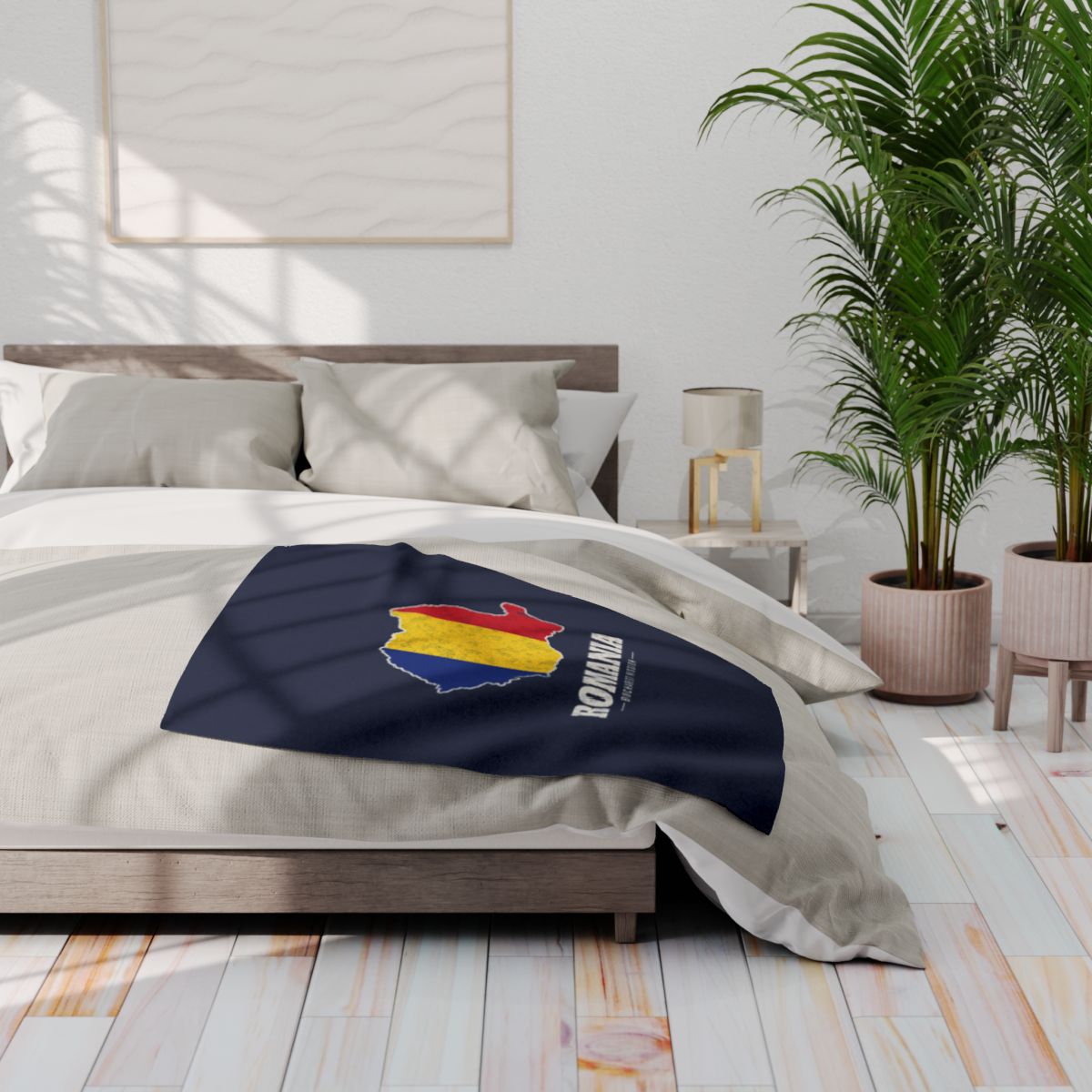 Romania Bucharest Mission flag map fleece blanket by Weak Things view 3