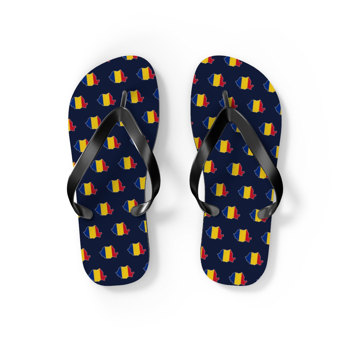 Romania Mission flag map flip flops by Weak Things view 2