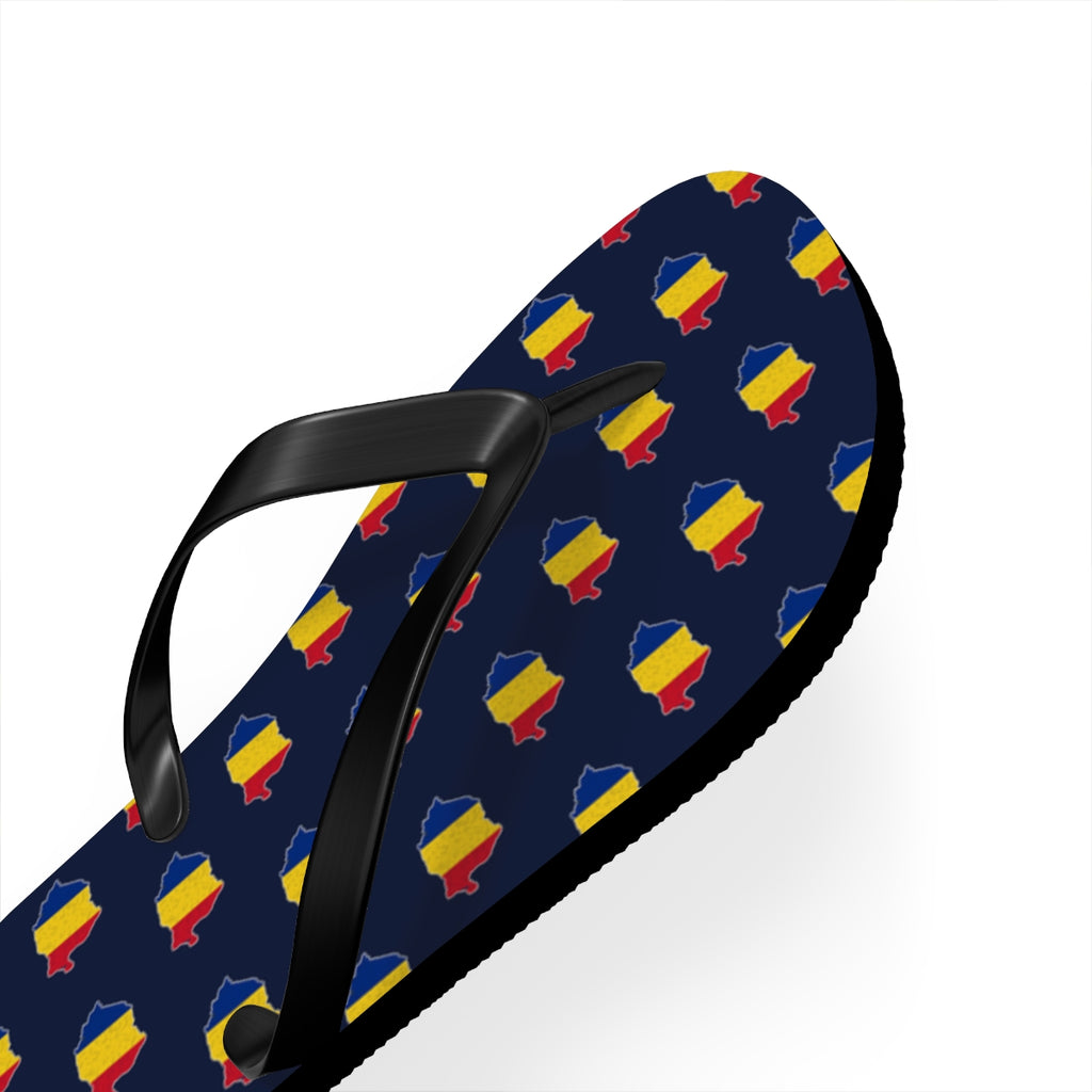 Romania Mission flag map flip flops by Weak Things view 3