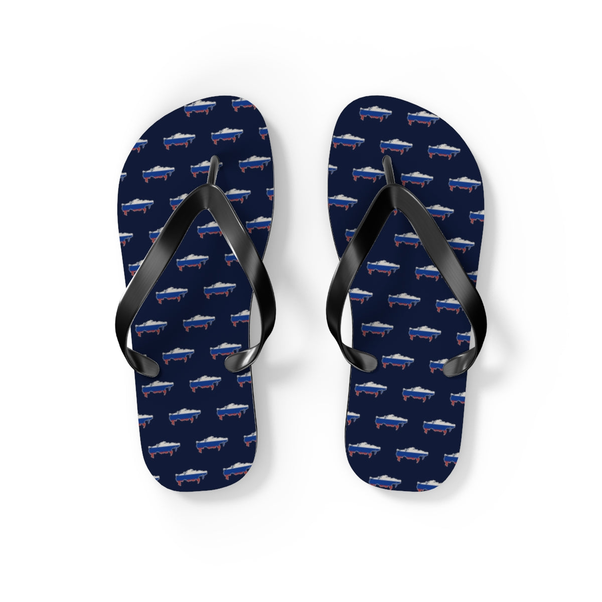Russia Mission flag map flip flops by Weak Things view 2