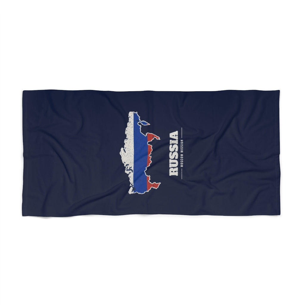 Russia Moscow Mission flag map beach towel by Weak Things view 2