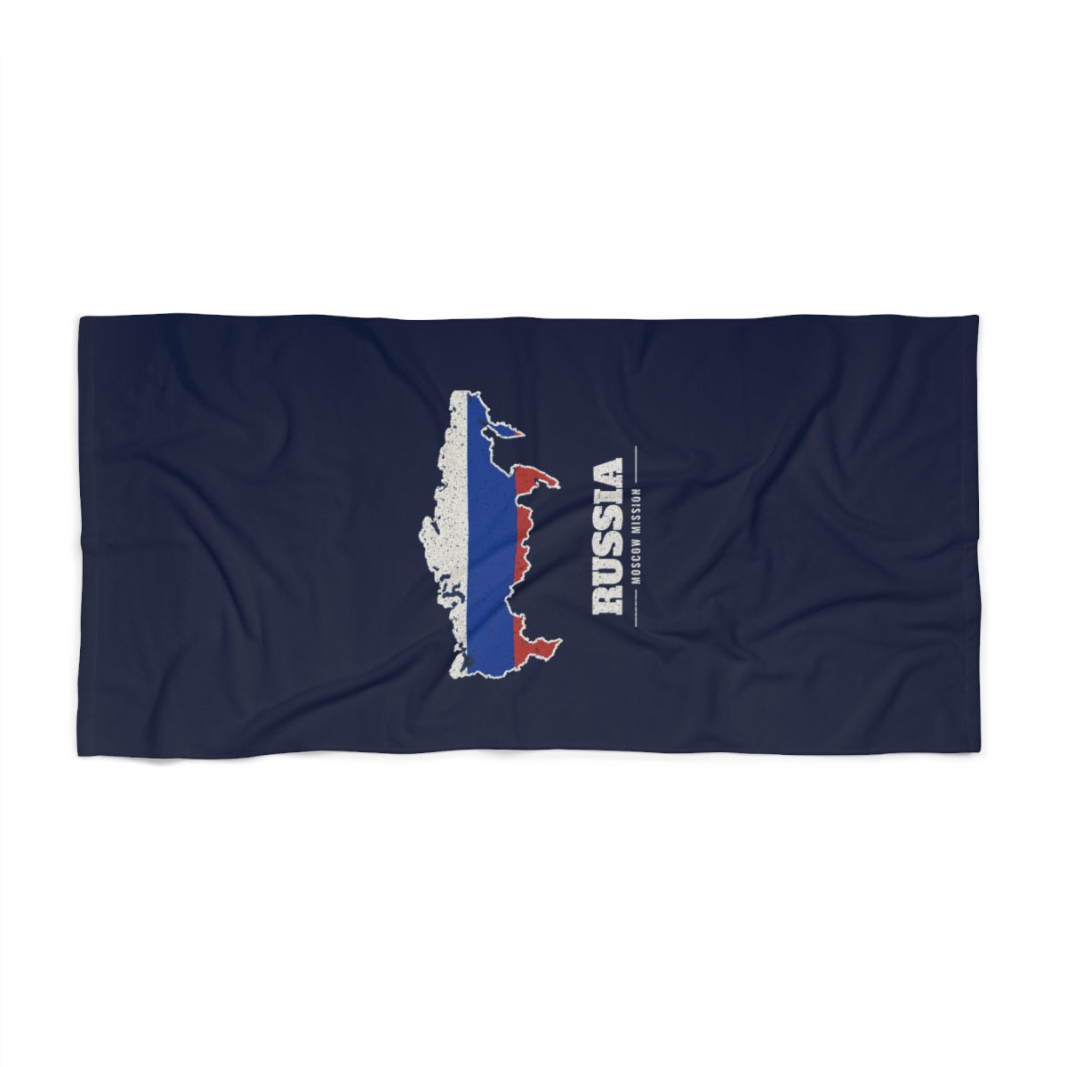 Russia Moscow Mission flag map beach towel by Weak Things view 2