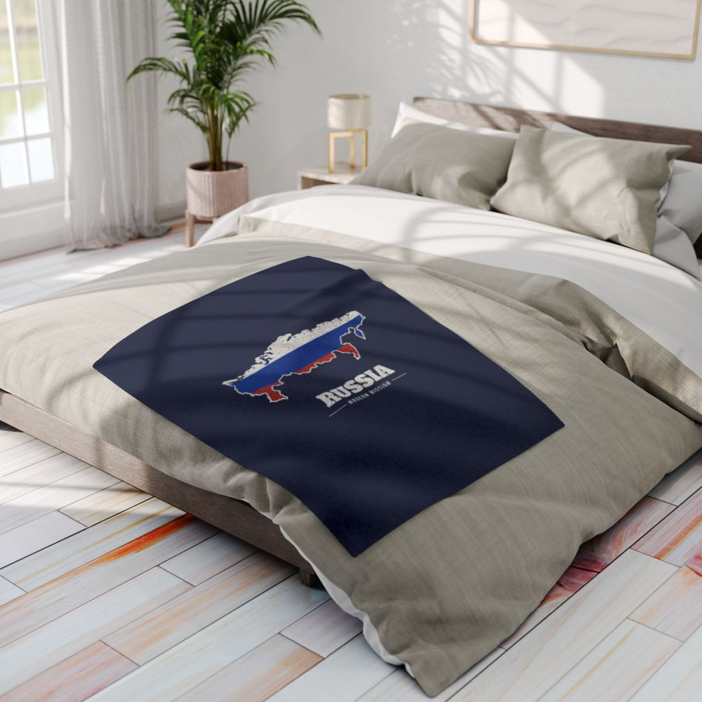 Russia Moscow Mission flag map fleece blanket by Weak Things view 4